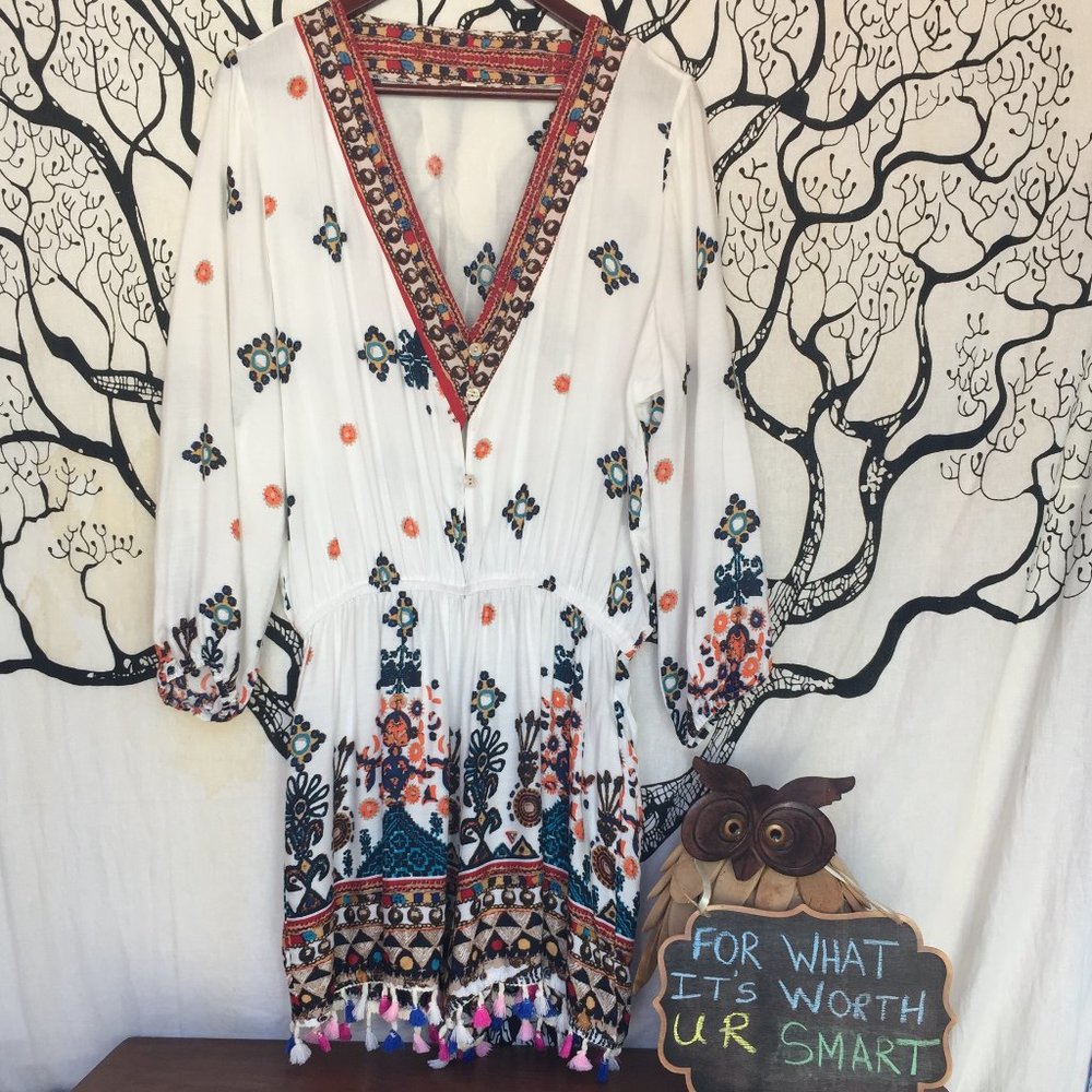 Hidden Alley Boho Romper – Festival Ready, African Aztec Print, Size L